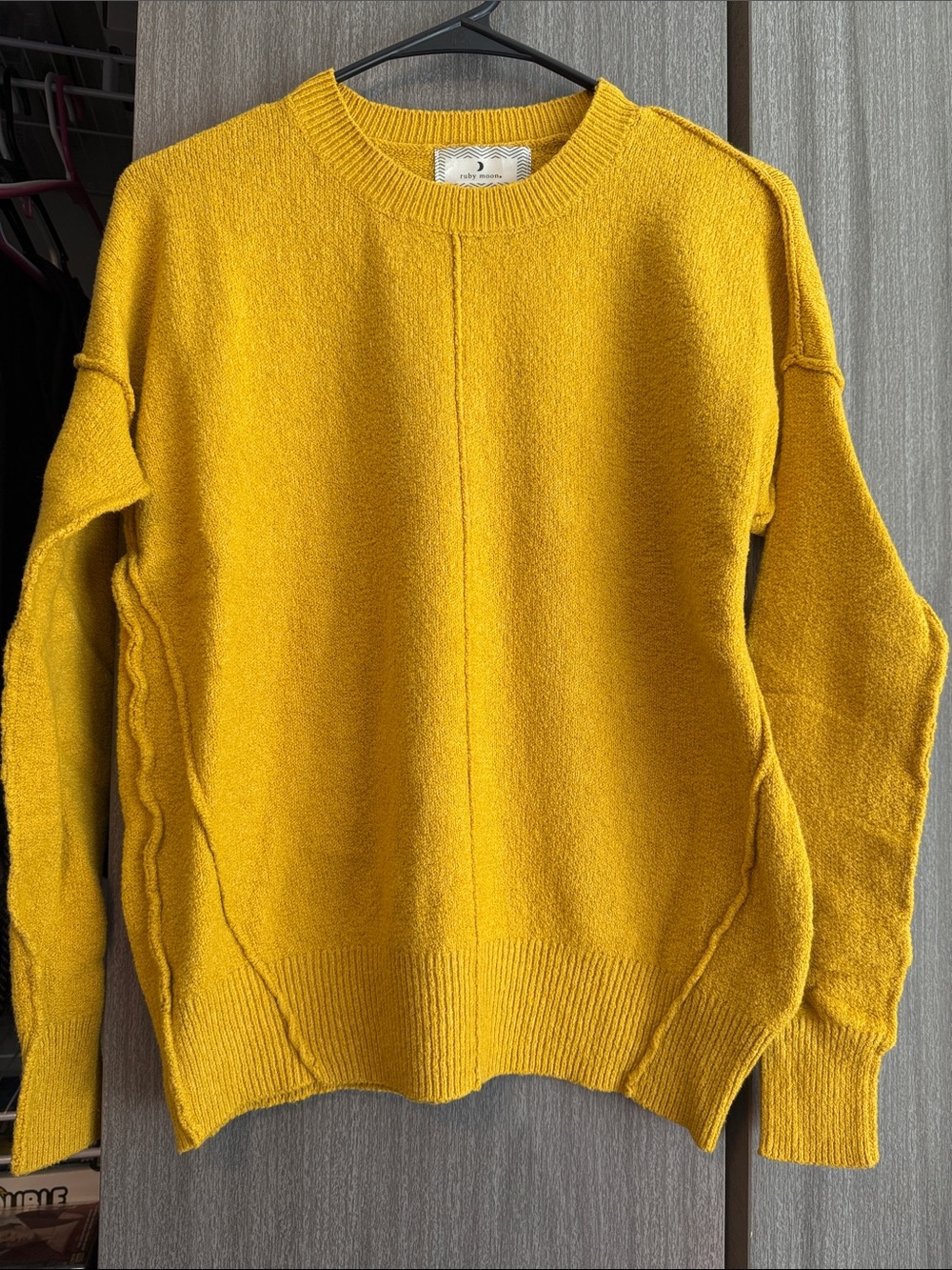 ruby moon Mustard Yellow Crewneck Knit Sweater